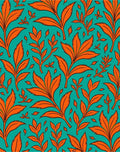 Vibrant Orange Leaf Pattern Rug