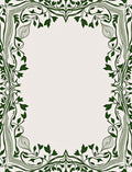 Art Nouveau Dark Green Floral Border Rug