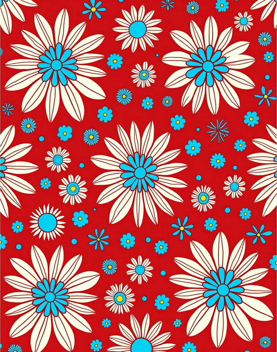 Retro Floral Daisy Pattern Rug