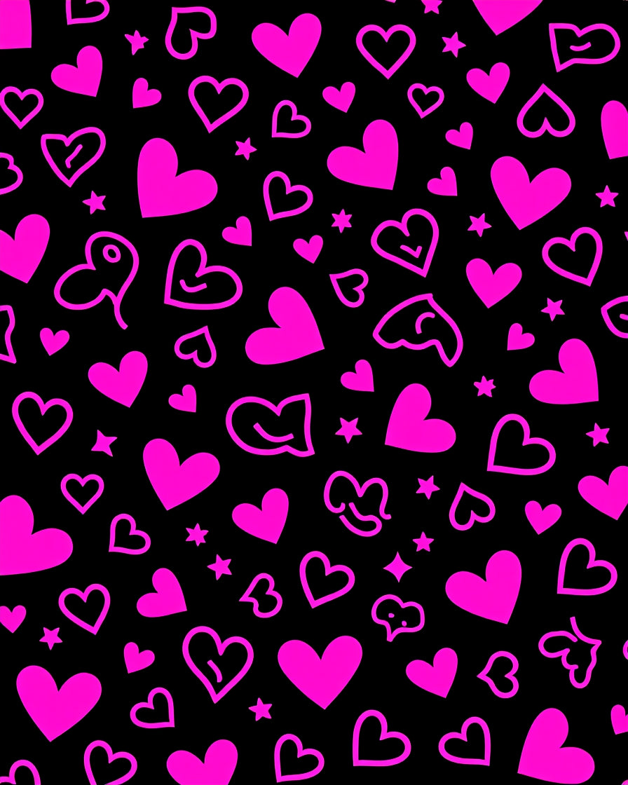 Bright Pink Heart Repeating Pattern Rug