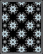 Arctic Blue Snowflake Medallion Black Rug