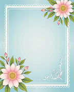 Floral Pastel Blue Decorative Frame Rug