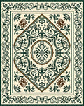 Classic Ivory Green Floral Scroll Rug