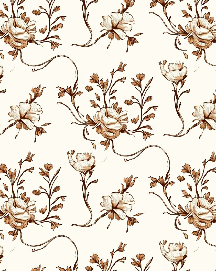 Ornate Floral Vine Pattern Rug