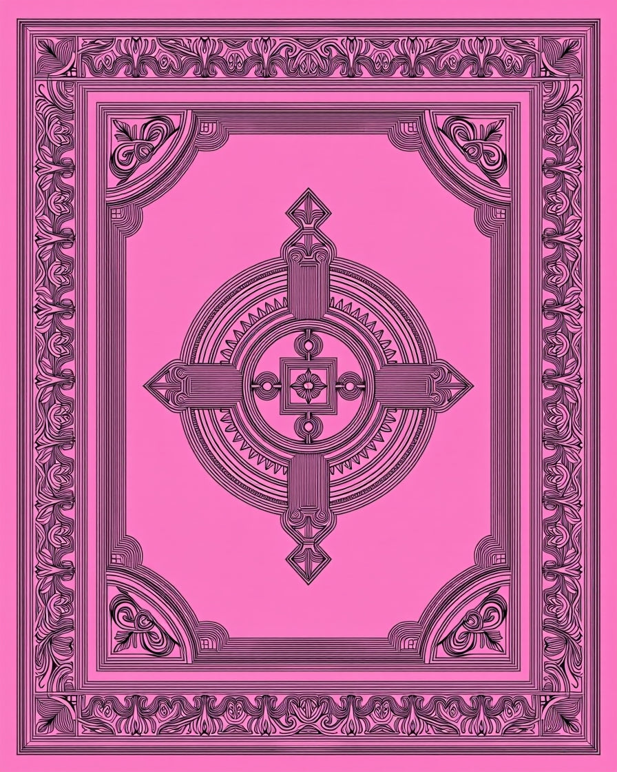 Ornate Pink Geometric Mandala Design Rug
