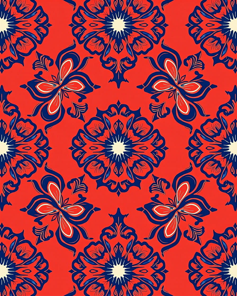 Red Floral Mandala Design Rug
