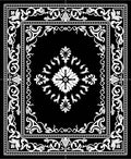 Modern Intricate Floral Swirl Border Rug