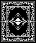 Modern Intricate Floral Swirl Border Rug