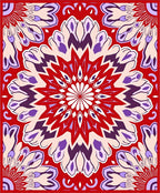 Red Floral Mandala Pattern Rug