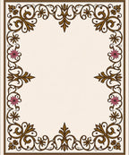Intricate Floral Scroll Border Design Rug