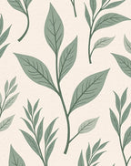 Green Leaf Pattern Print Rug