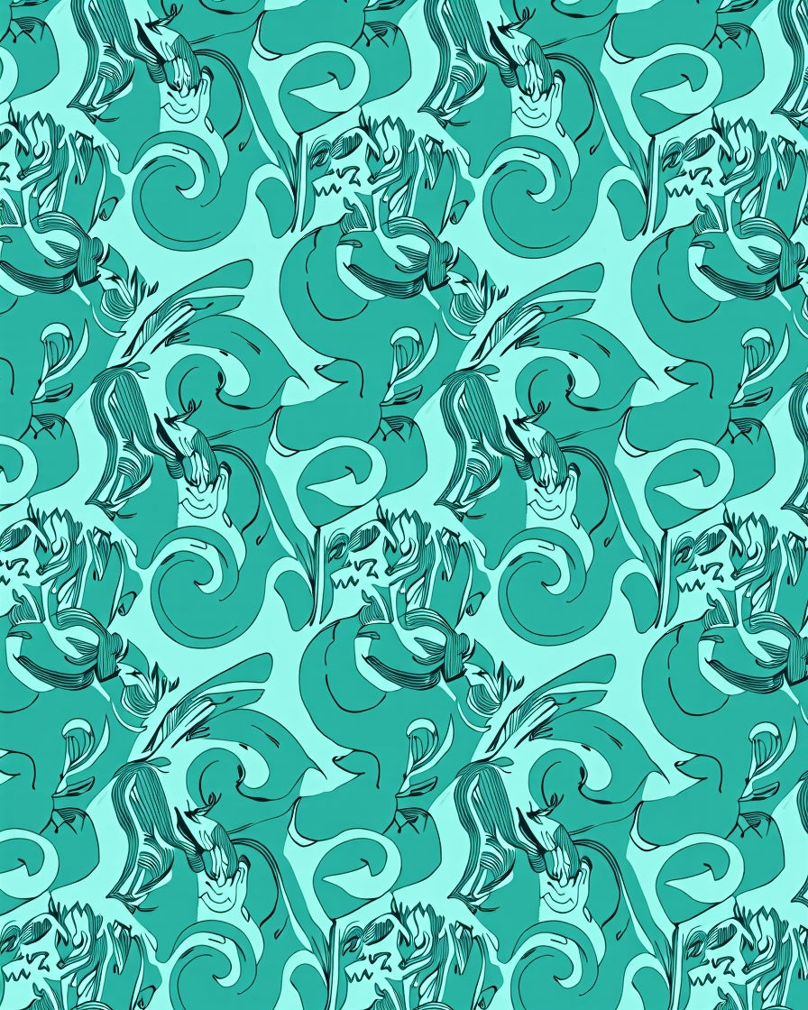Tidal Swirl Abstract Floral Pattern Rug