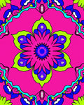 Vibrant Floral Kaleidoscope Pattern Rug