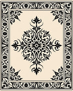 Elegant Black Floral Medallion Rug