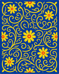 Vibrant Yellow Floral Swirls Rug