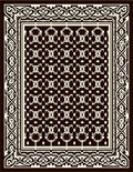 Intricate Black and Cream Geometric Pattern Rug