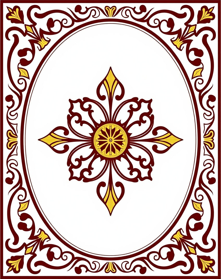 Floral Medallion With Vine Border Rug