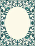 Elegant Teal Floral Scroll Frame Design Rug