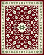 Ornate Floral Vine Inspired Medallion Rug