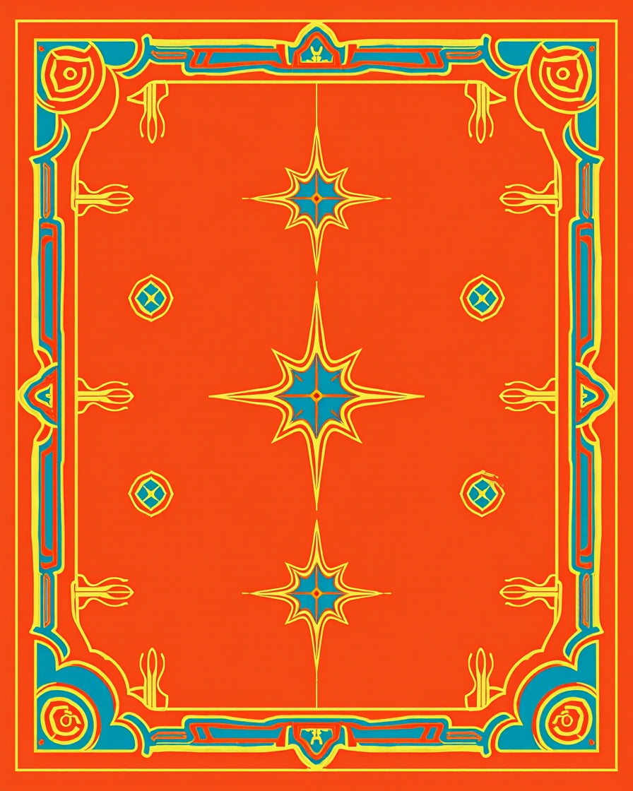 Ornate Sky Blue Starburst Pattern Rug