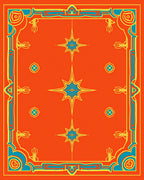 Ornate Sky Blue Starburst Pattern Rug