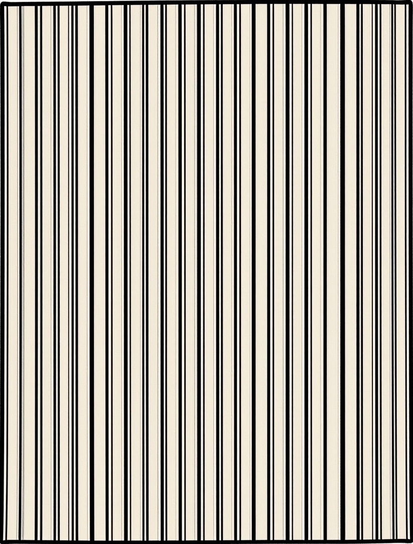 Bold Vertical Black Stripe Pattern Rug