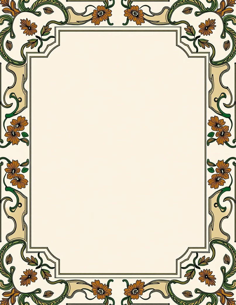 Floral Vine Art Nouveau Border Design Rug
