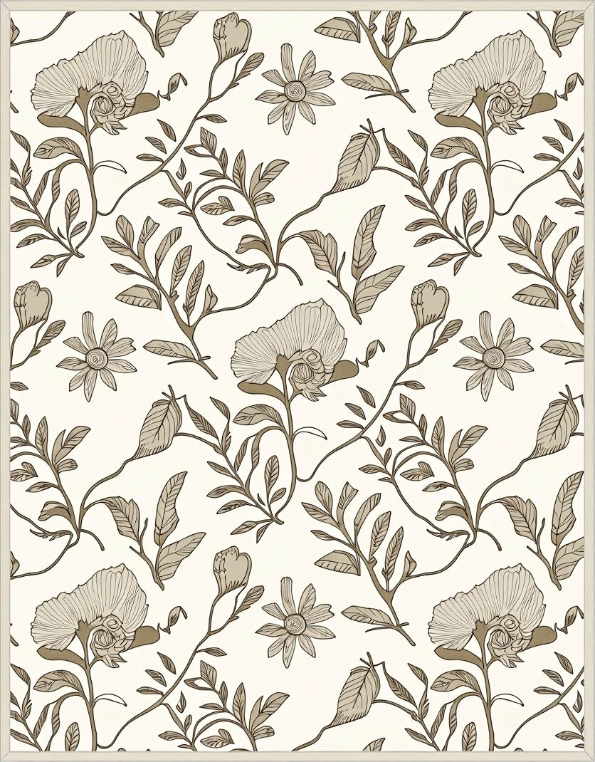 Delicate Floral Patterned Neutral Rug