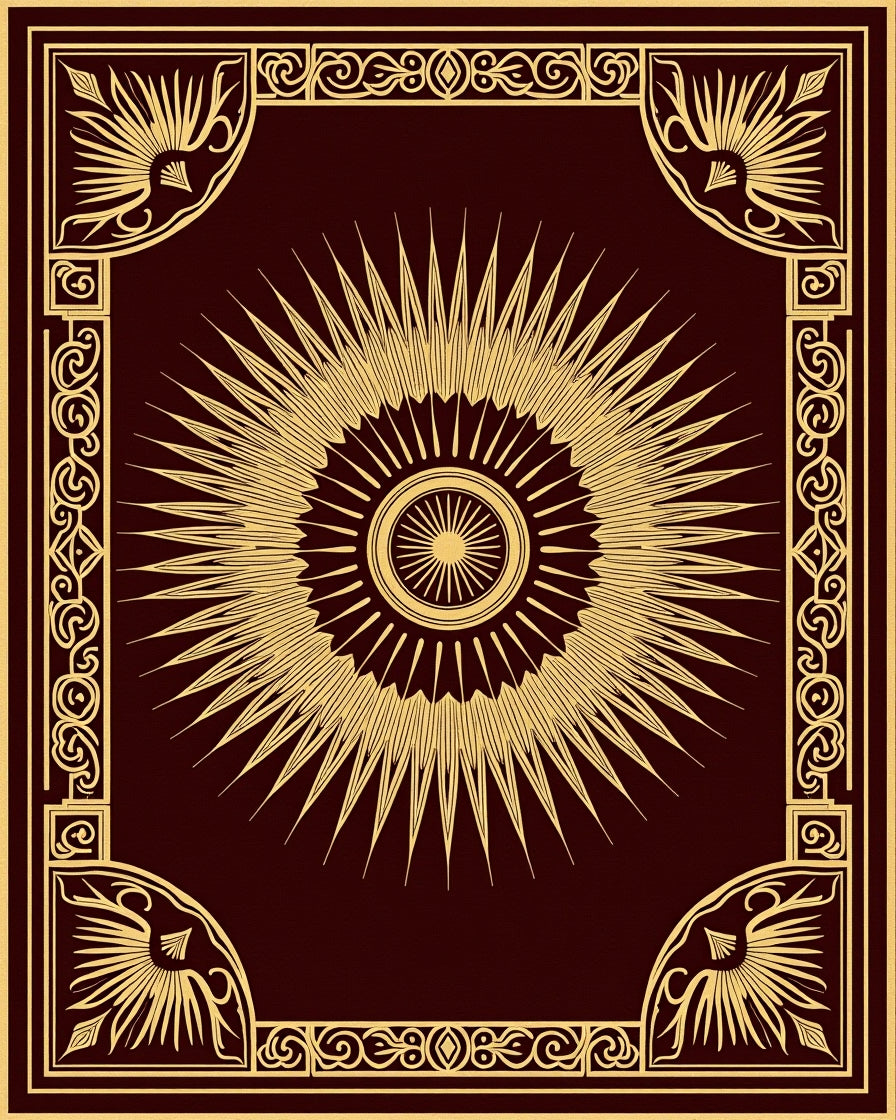 Golden Sunburst Art Deco Rug