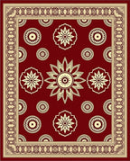 Floral Medallion Patterned Red Rug