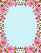 Pink Floral Bloom Border Rug
