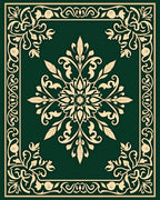 Ornate Floral Swirls Green-Gold Rug
