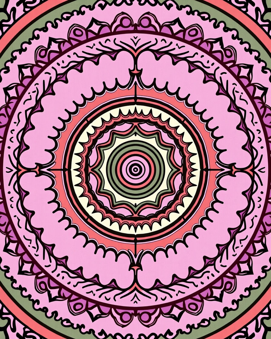 Pink Mandala Boho Inspired Pattern Rug