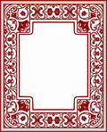 Elegant Red Floral Scroll Border Rug