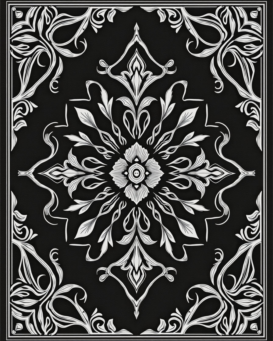 Art Nouveau Floral Symmetry Design Rug