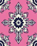 Pink Floral Snowflake Pattern Rug