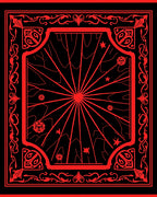 Red Sunburst With Ornate Border Design Rug