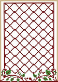 Crimson Lattice Green Vine Pattern Rug