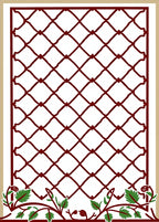 Crimson Lattice Green Vine Pattern Rug