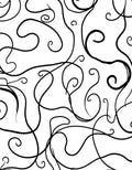 Black White Swirling Vine Pattern Rug