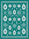 Teal Snowflake Medallion Border Rug