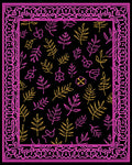 Pink Yellow Leafy Border Rug