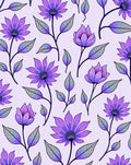 Purple Floral Pattern with Outline Rug