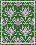 Green Damask Floral Pattern Rug