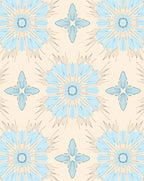 Light Blue 2 Petal Floral Design Rug