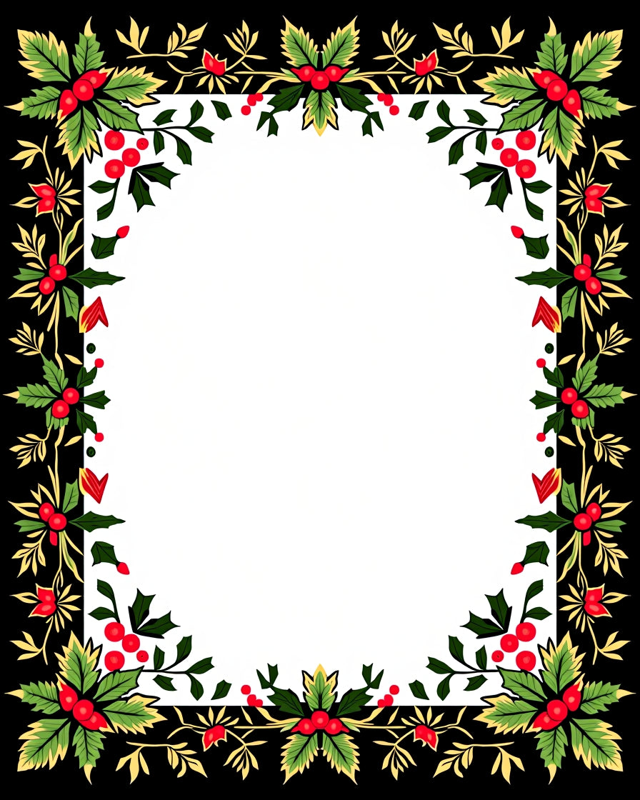 Christmas Berry Leaf Border Rug