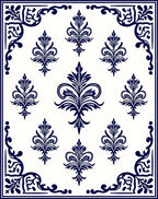 Classic Blue White Damask Floral Design Rug