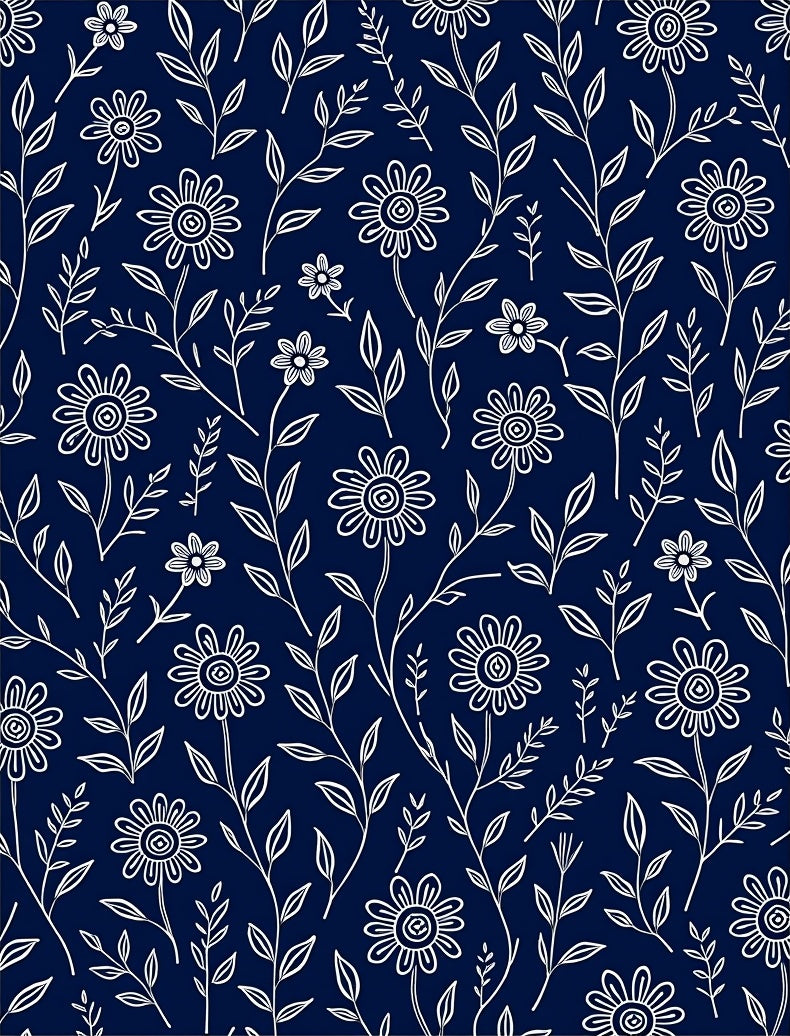 Delicate White Floral Vine Pattern Rug