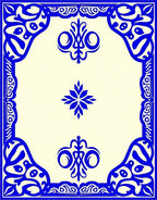 Ornate Blue Scrollwork Ivory Rug