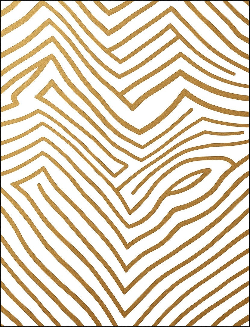 Abstract Gold Wavy Lines Rug